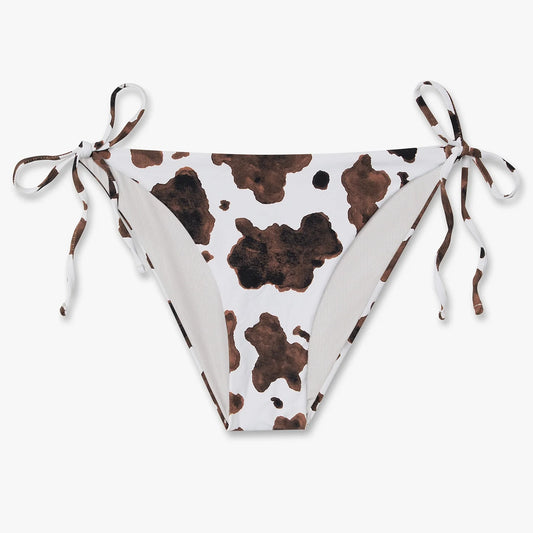 Cow Print Bikini Bottom - Off White